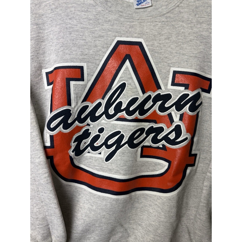 Vintage 90s Auburn University Tigers Alabama Crewneck Pullover Puff Print Sz. L - Picture 2 of 13